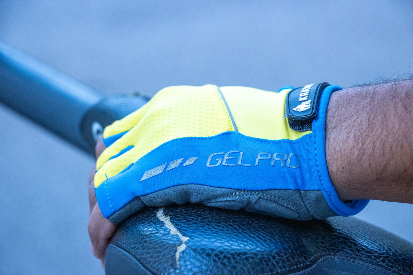 Half Finger Cycling Gloves Anti-slip Breathable Yellow