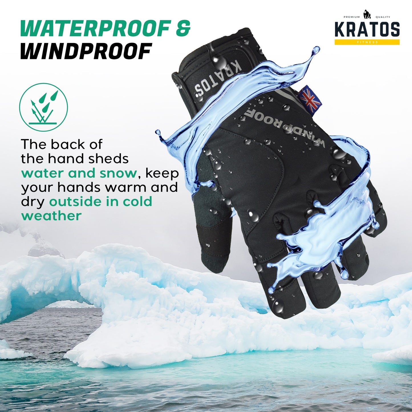Winter Thermal Gloves Touch Screen Warm Gloves Waterproof Anti Slip Padded Cold Weather Gloves Driving Cycling Hiking MTB for Men & Women Black