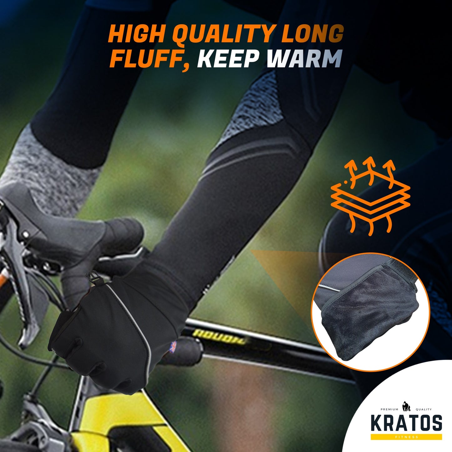 Winter Windproof Cycling Gloves Warm Anti Slip Padded Touchscreen Thermal Cold Weather Cycling Hiking MTB for Men & Women