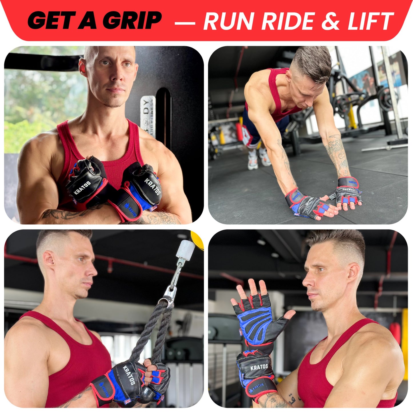 Weight Lifting Gloves Real Leather Workout Gym Gloves Fitness Gloves Training gloves Leather BLUE