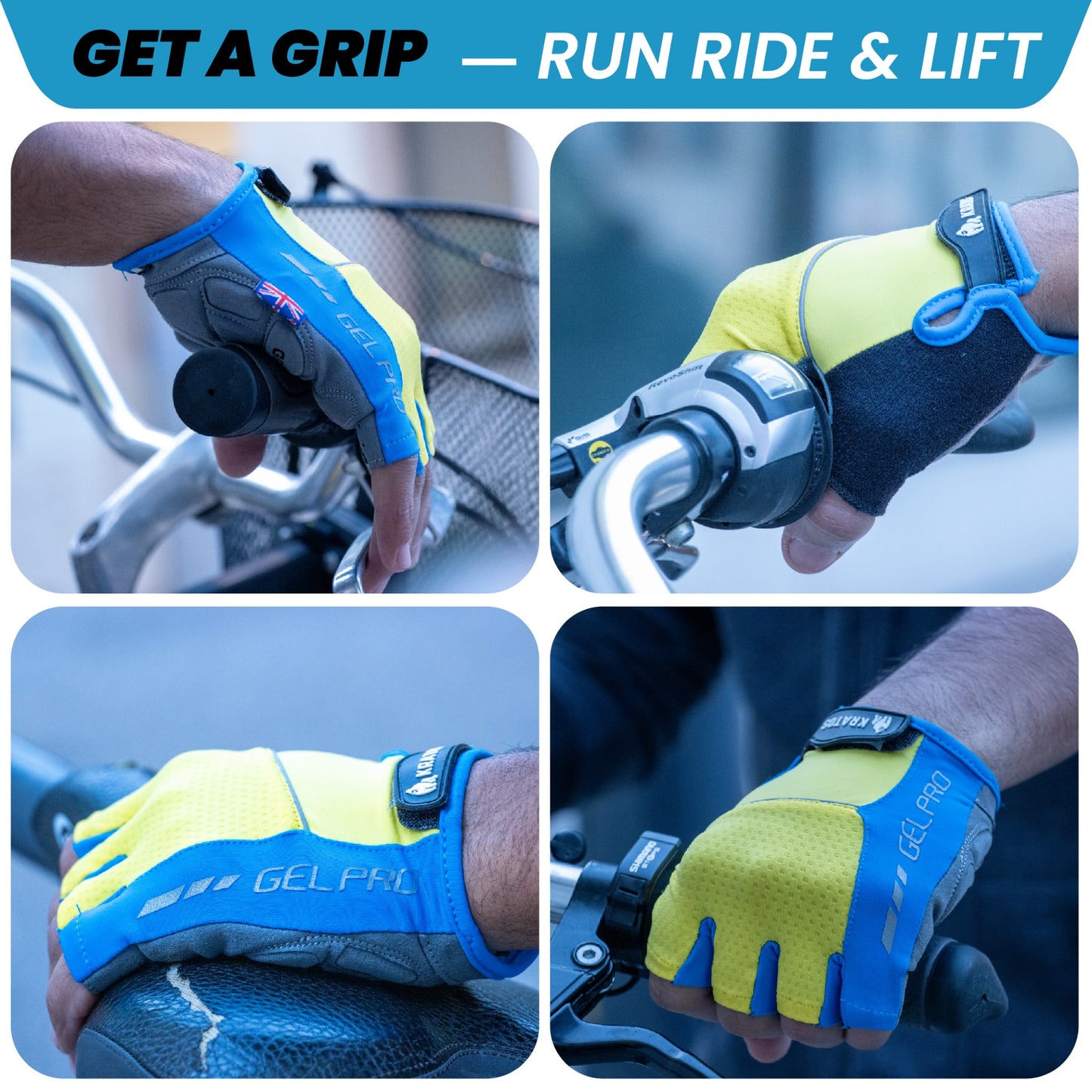 Half Finger Cycling Gloves Anti-slip Breathable Yellow