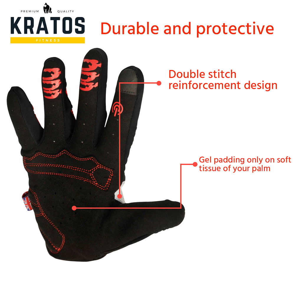 KRATOS - RED Mountain Bike Gloves for Men and Women | Mtb Gloves | Anti-Slip | Adjustable Wrist Starp | Stretchy & Breathable Material | Motorbike Full Finger Gloves | Different Variations Available - Kratoss.com