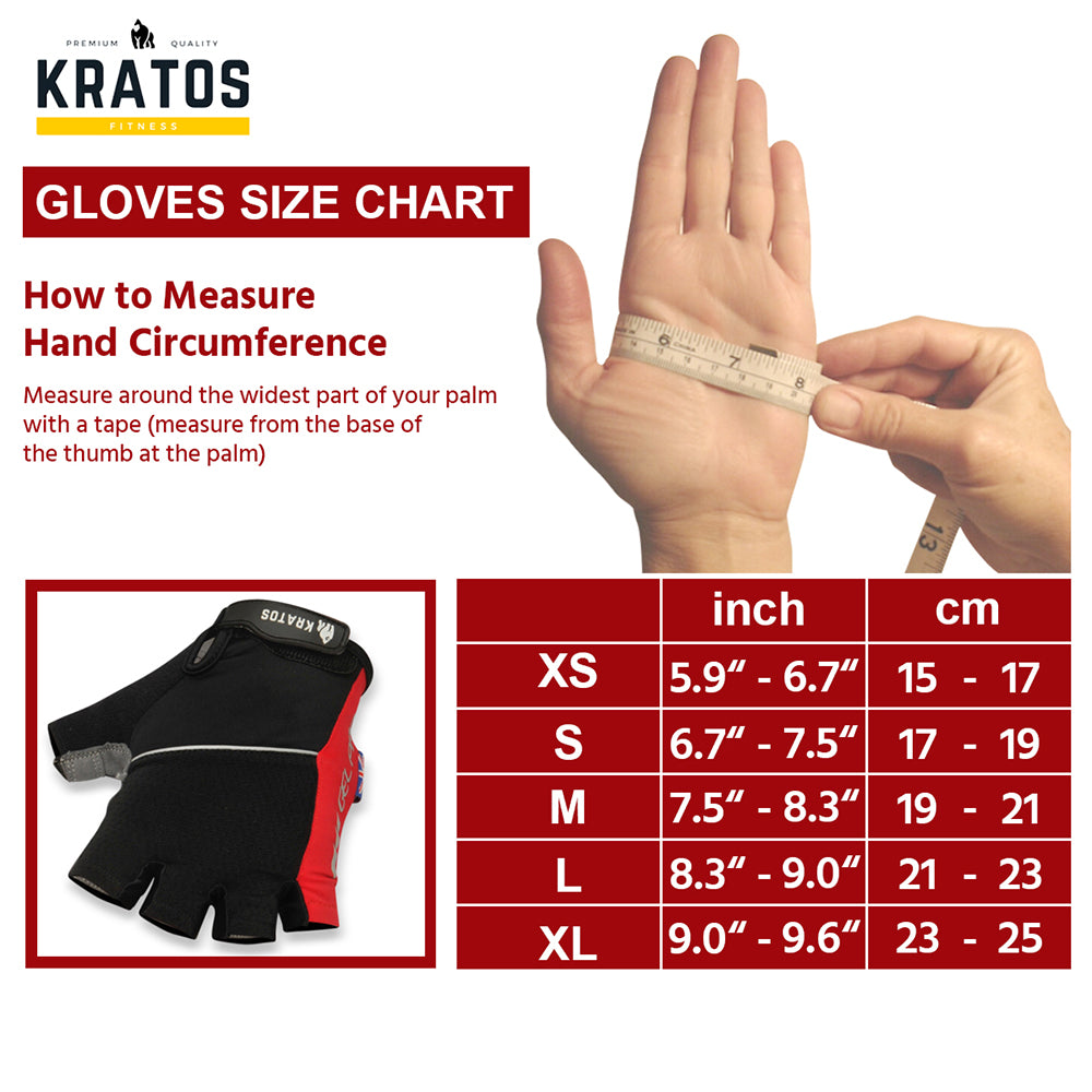 KRATOS - Cycling Half D-Palm Gloves For Women and Men | Anti-Slip & Waterproof | Breathable Material | Bicycle Riding Gloves | Comfortable and Adjustable Wrist Strap | Different Variations Available - Kratoss.com