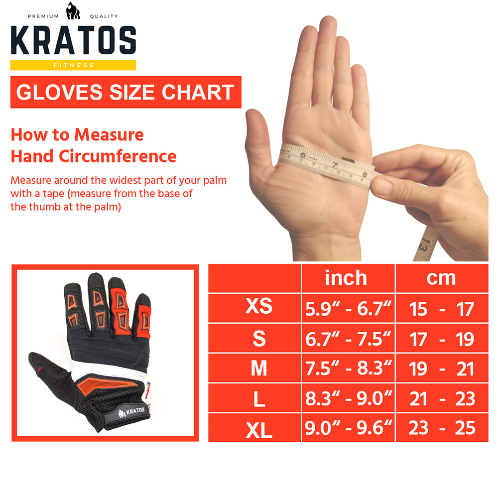 KRATOS - RED Mountain Bike Gloves for Men and Women | Mtb Gloves | Anti-Slip | Adjustable Wrist Starp | Stretchy & Breathable Material | Motorbike Full Finger Gloves | Different Variations Available - Kratoss.com