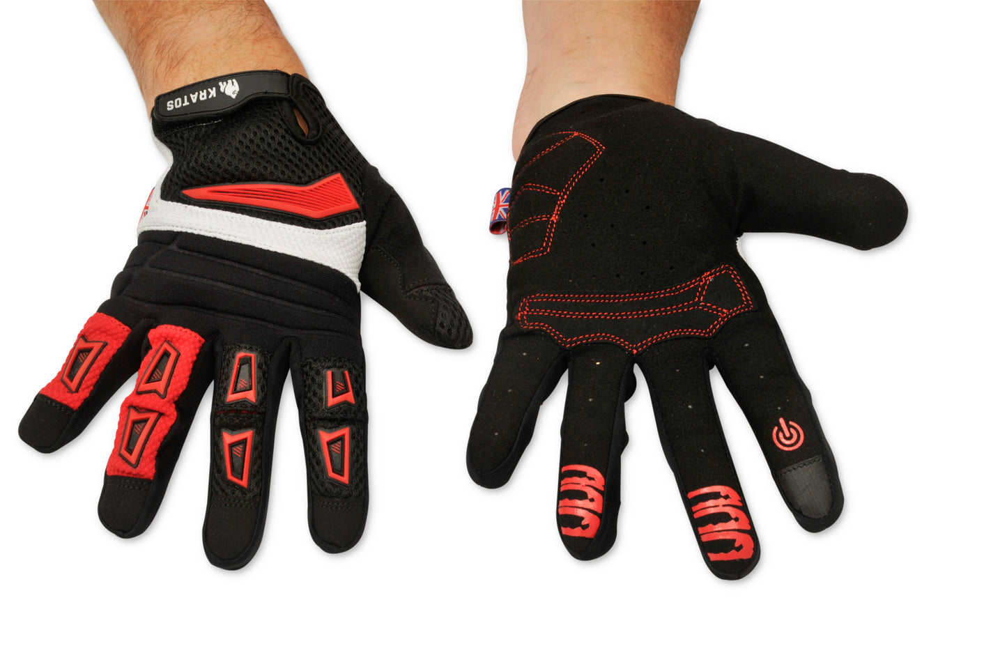 KRATOS - RED Mountain Bike Gloves for Men and Women | Mtb Gloves | Anti-Slip | Adjustable Wrist Starp | Stretchy & Breathable Material | Motorbike Full Finger Gloves | Different Variations Available - Kratoss.com