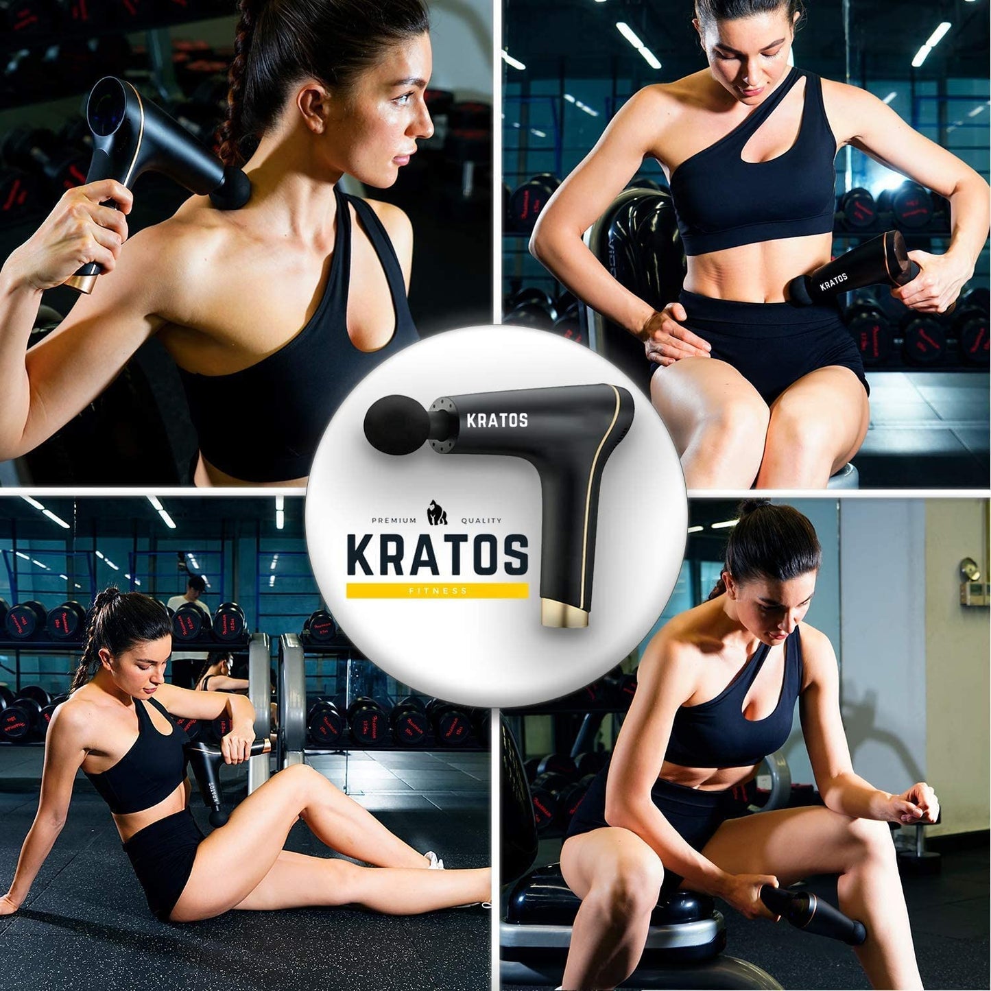 Kratos Hand Held Massage gun - gold and black - Kratoss.com