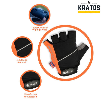 Orange Half Finger Gel Padded Breathable Cycling Gloves