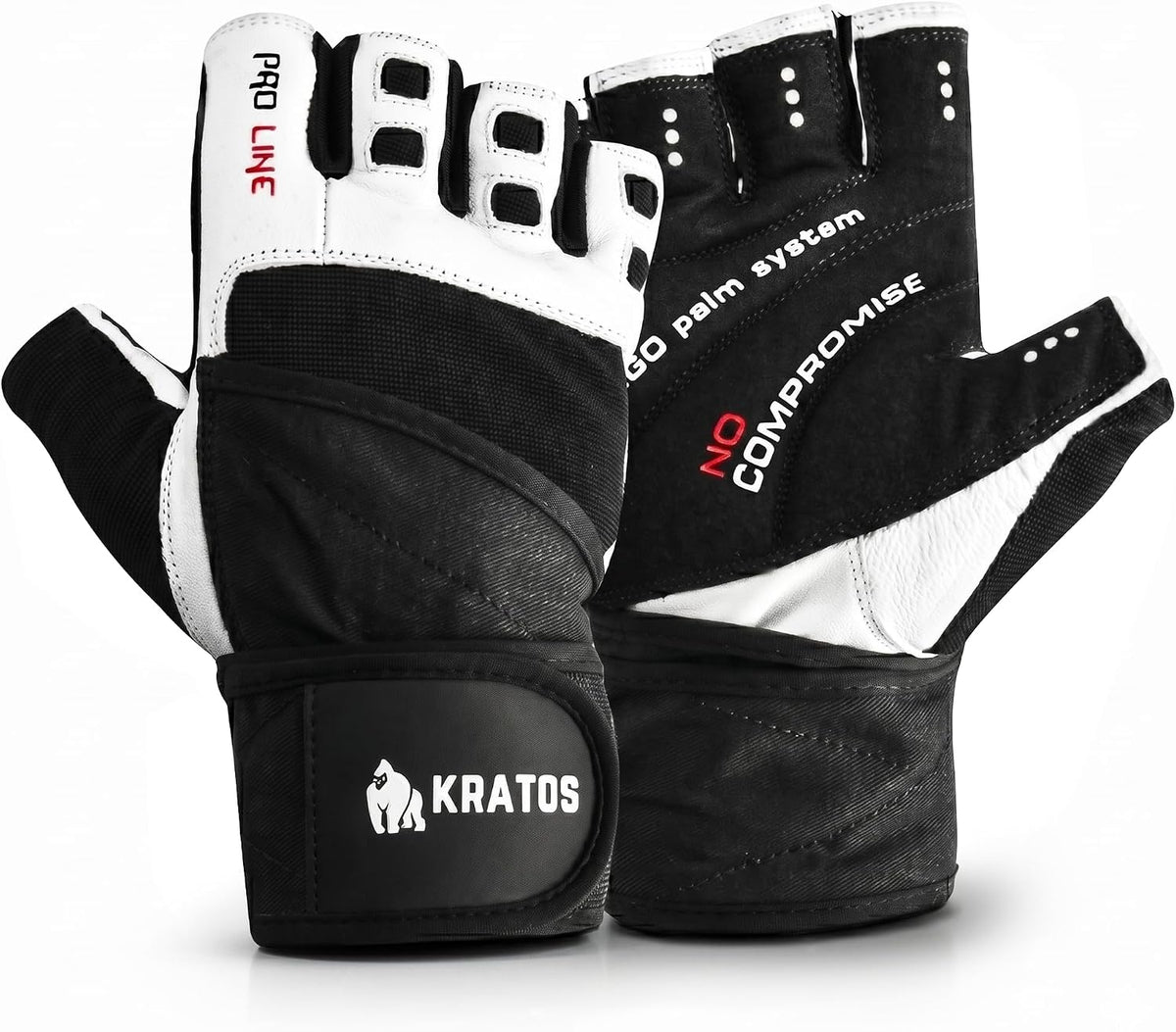 Kratos Gym Gloves – Leather Weightlifting Gloves with Padded Palm & Wrist Support