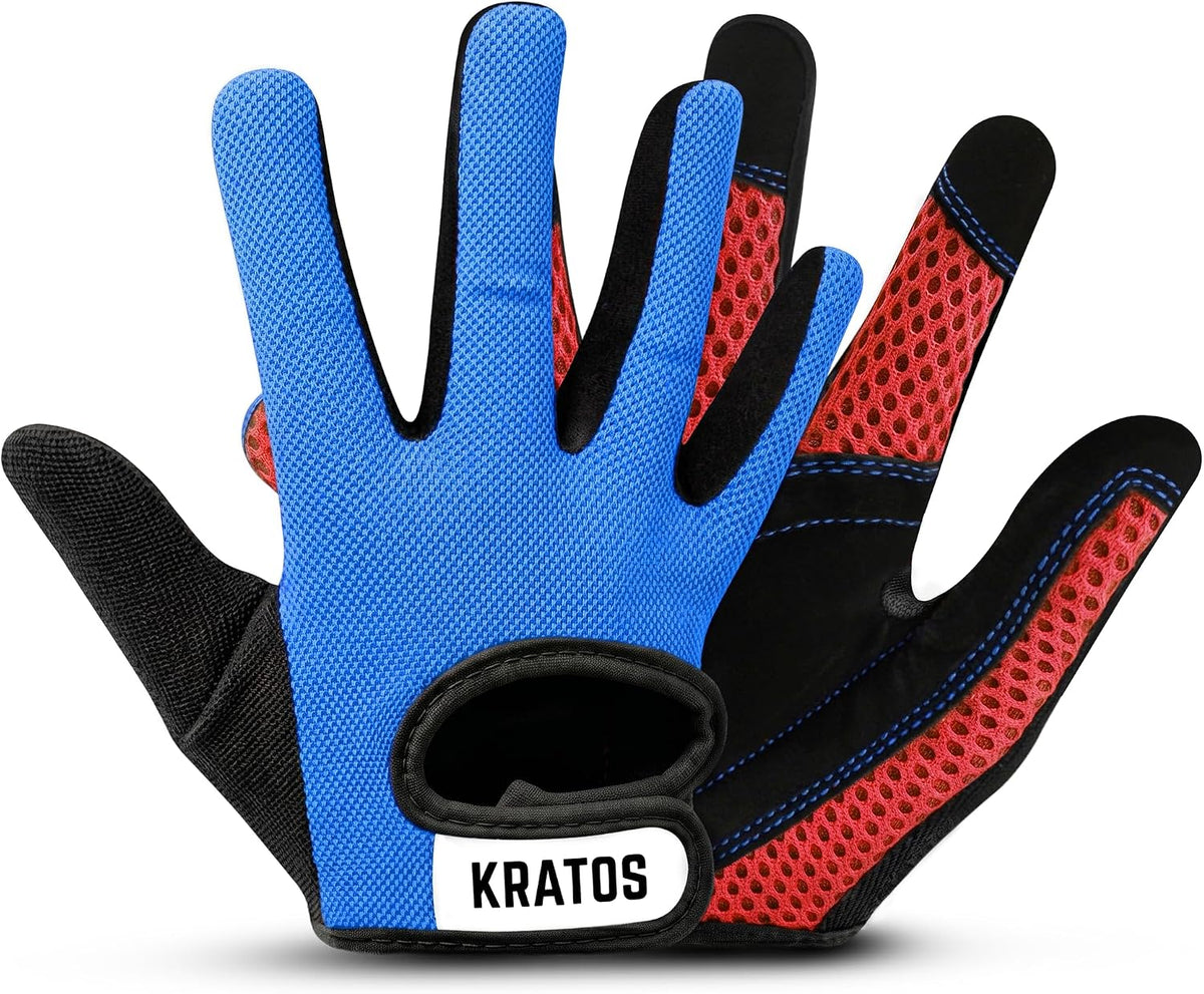 Kratos Kids Cycling Gloves – Anti-Slip Full-Finger Bike Gloves for Boys & Girls