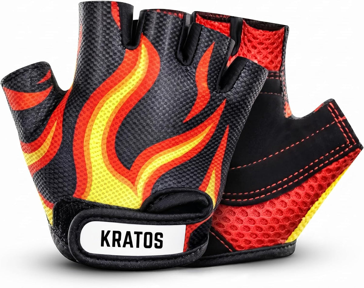 Kratos Kids Cycling Gloves – Anti-Slip Fingerless Bike Gloves for Boys & Girls