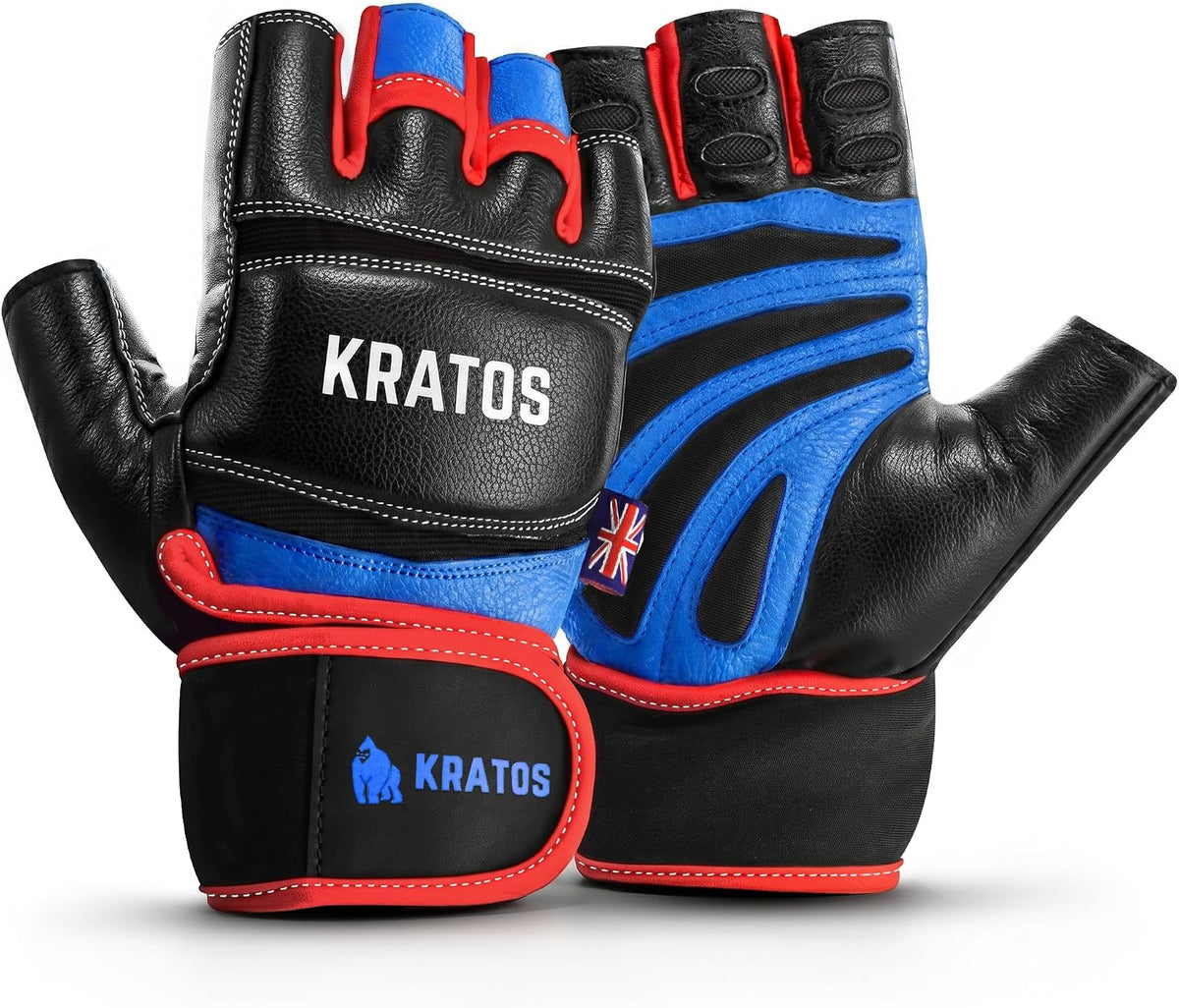 Kratos Gym Gloves – Leather Weightlifting Gloves with Padded Palm & Wrist Support