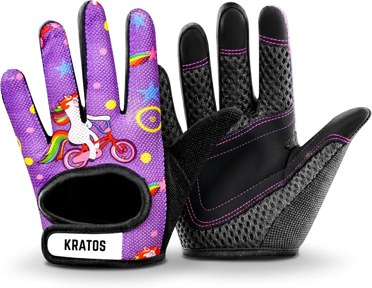 Kratos Kids Cycling Gloves – Anti-Slip Full-Finger Bike Gloves for Boys & Girls