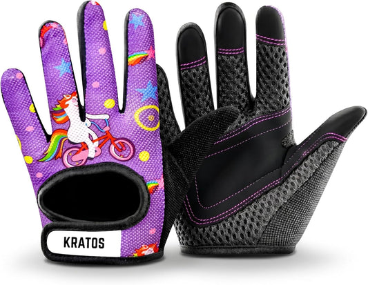 Kratos Kids Cycling Gloves – Anti-Slip Full-Finger Bike Gloves for Boys & Girls