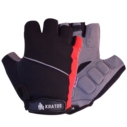 Red Half Finger Gel Padded Breathable Cycling Gloves
