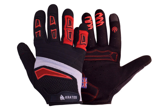 Red Mountain Bike Gloves for Men & Women with Knuckle Protection