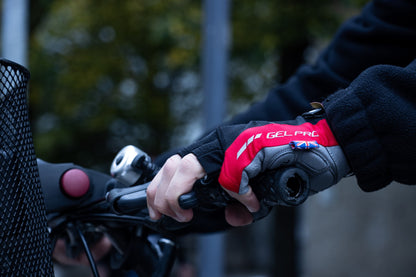 Half Finger Cycling Gloves Gel Padded Breathable Red