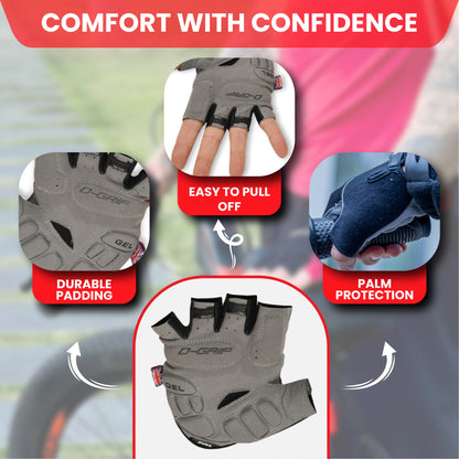 Half Finger Cycling Gloves Gel Padded Breathable Red