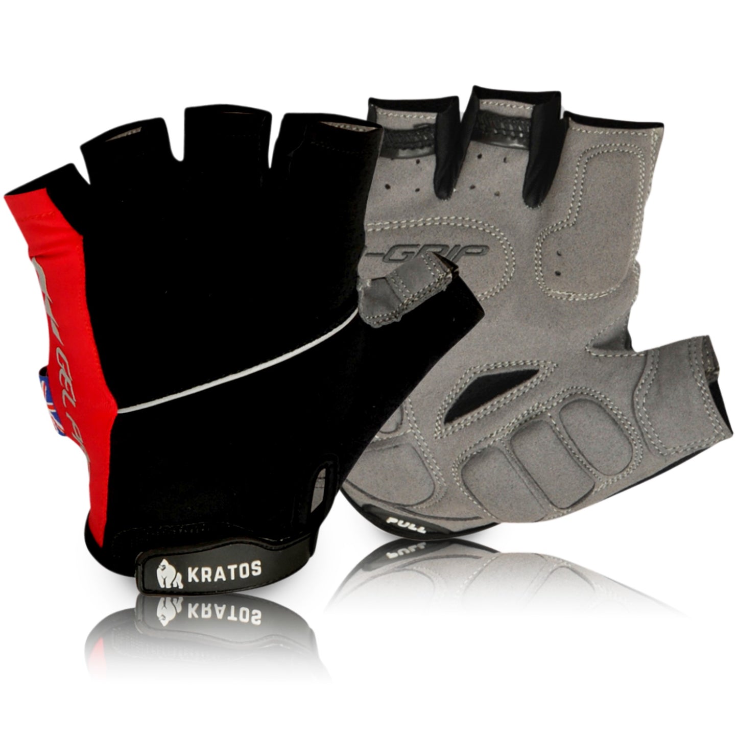 Half Finger Cycling Gloves Gel Padded Breathable Red