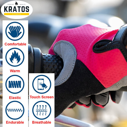 Pink Cycling Gloves Full Finger Mountain Bike Gloves Gel Padded Touchscreen MTB racing bicycle BMX for Kids Men Women - Kratoss.com