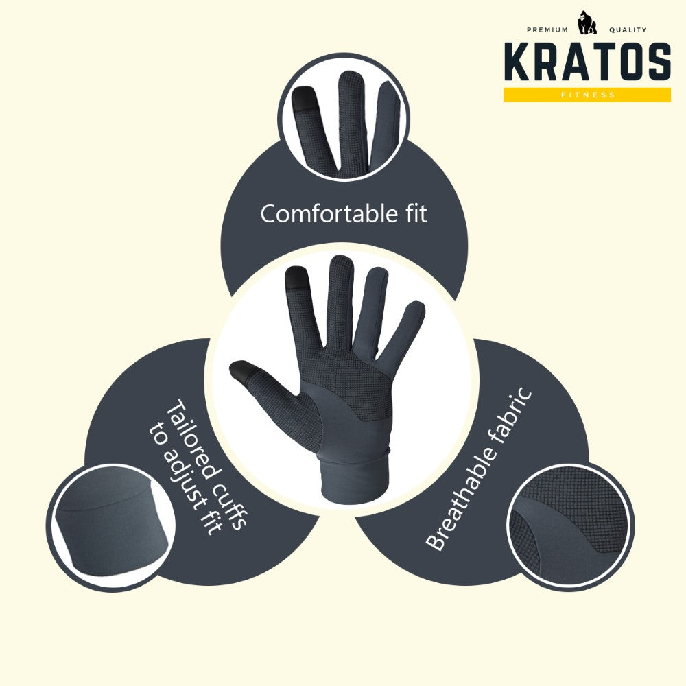 KRATOS Grey Running gloves - Kratoss.com