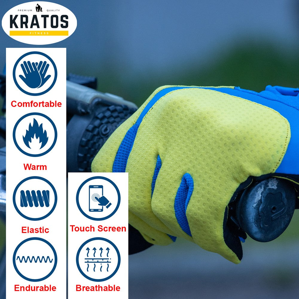 KRATOS Yellow Full Finger Gloves For Women & Men | Anti-Slip | Breathable | Touchscreen - Kratoss.com