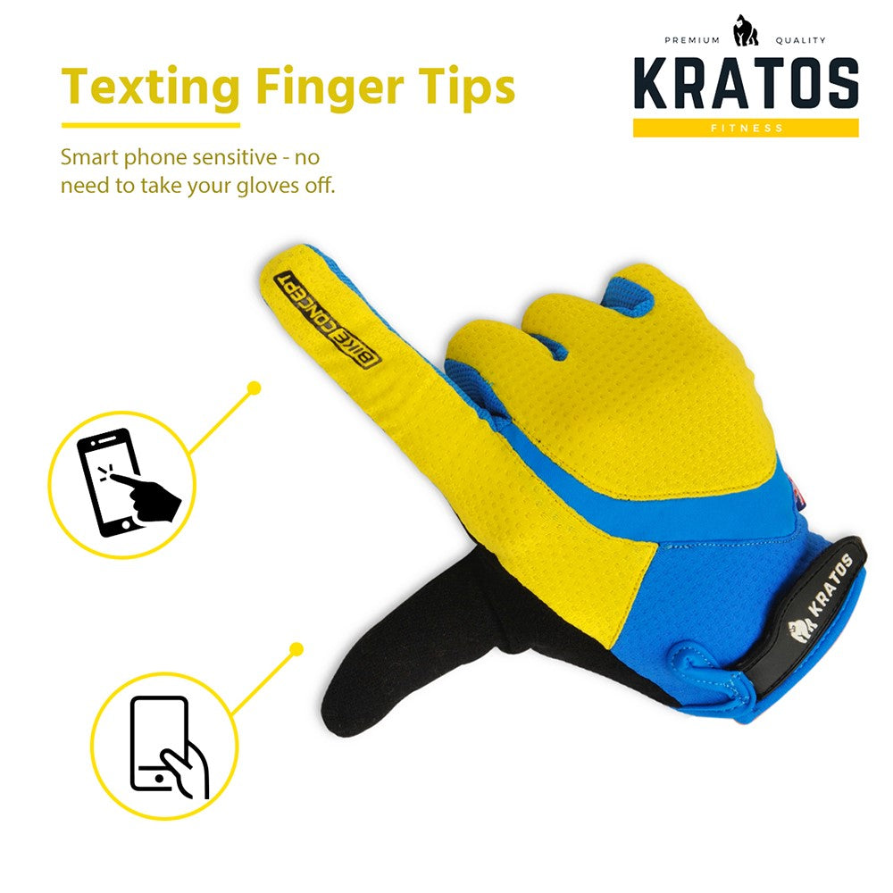 KRATOS Yellow Full Finger Gloves For Women & Men | Anti-Slip | Breathable | Touchscreen - Kratoss.com