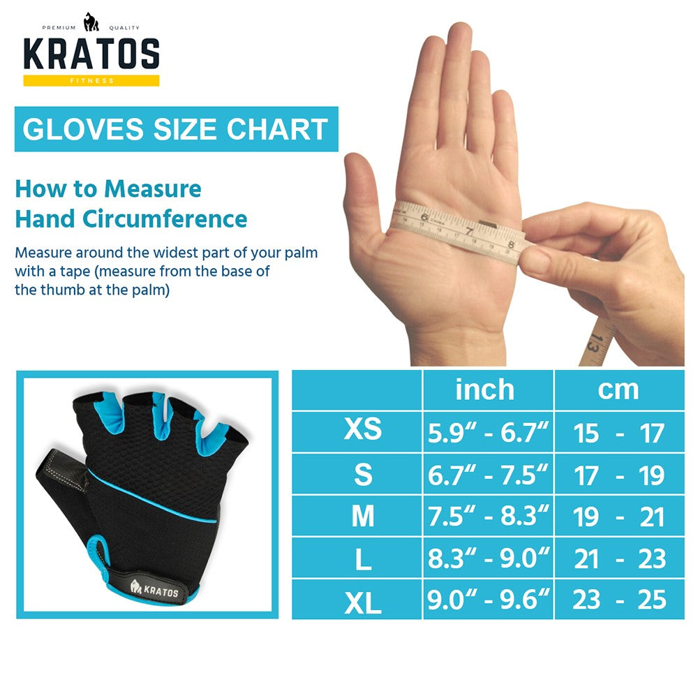 KRATOS - Blue Half Finger Workout / Cycling Gloves For Women & Men | Anti-Slip & Waterproof | Breathable Material | Half Finger Bicycle Riding Gloves | Adjustable Wrist Strap | Different Variations Available - Kratoss.com