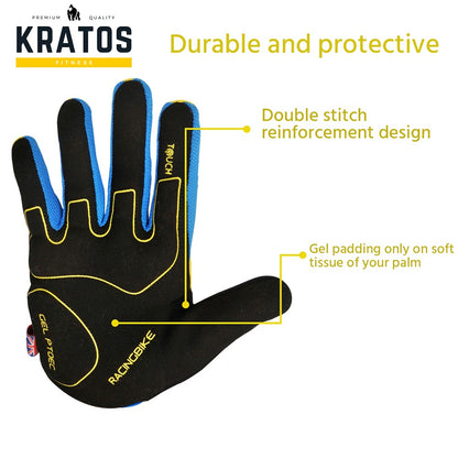 KRATOS Yellow Full Finger Gloves For Women & Men | Anti-Slip | Breathable | Touchscreen - Kratoss.com