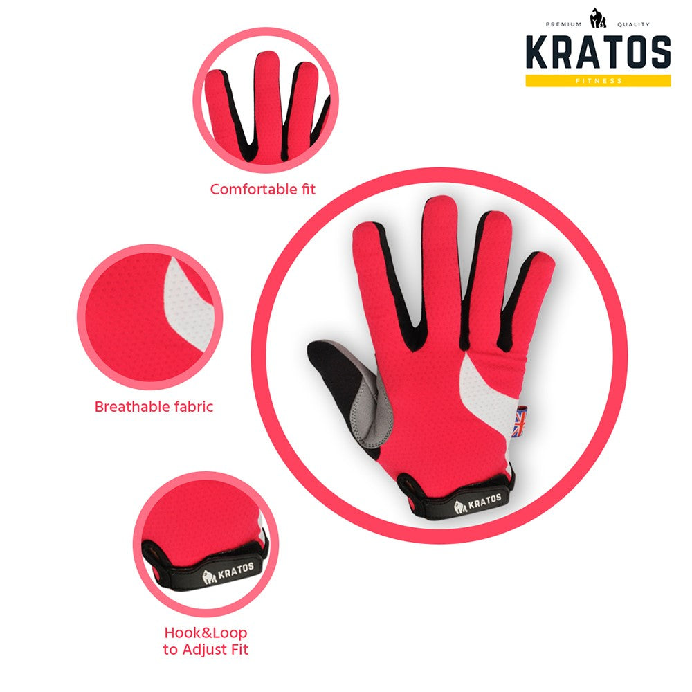 Pink Cycling Gloves Full Finger Mountain Bike Gloves Gel Padded Touchscreen MTB racing bicycle BMX for Kids Men Women - Kratoss.com