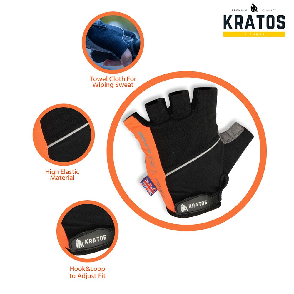 KRATOS - Orange Cycling Half Finger Cycling Gloves For Women and Men - Kratos Sport.com