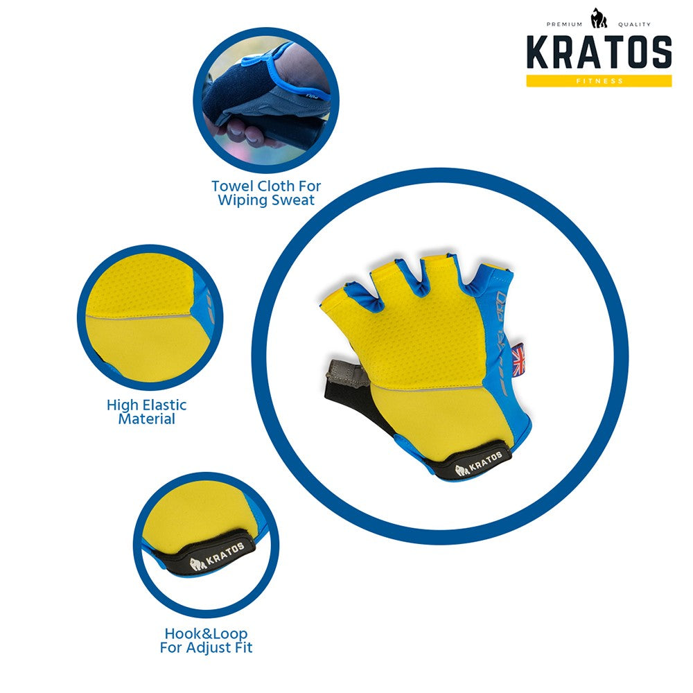 KRATOS - Yellow Cycling Half Finger Cycling Gloves For Women and Men - Kratos Sport.com