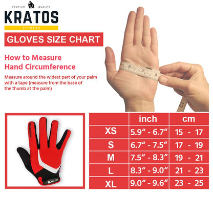 KRATOS Red Full Finger Gloves For Women & Men | Anti-Slip | Breathable | Touchscreen - Kratoss.com