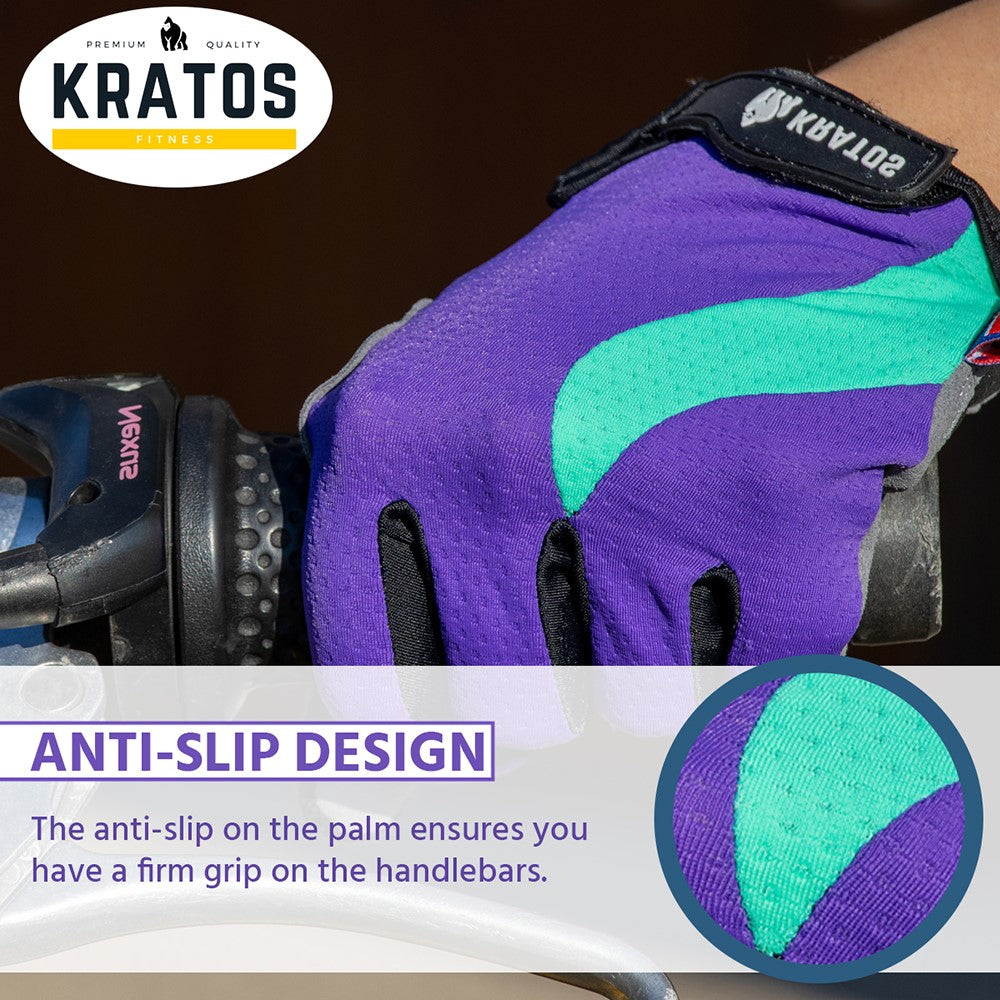 Purple Cycling Gloves Full Finger Mountain Bike Gloves Gel Padded Touchscreen MTB racing bicycle BMX for Kids Men Women - Kratoss.com