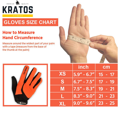 KRATOS Orange Full Finger Gloves For Women & Men | Anti-Slip | Breathable | Touchscreen - Kratoss.com