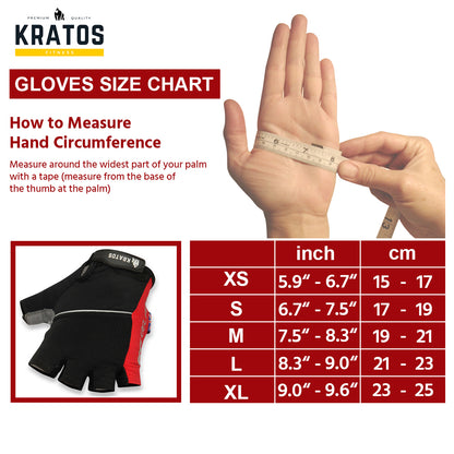 KRATOS - Cycling Half D-Palm Gloves For Women and Men | Anti-Slip & Waterproof | Breathable Material | Bicycle Riding Gloves | Comfortable and Adjustable Wrist Strap | Different Variations Available - Kratoss.com