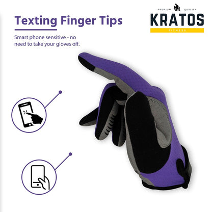 Purple Cycling Gloves Full Finger Mountain Bike Gloves Gel Padded Touchscreen MTB racing bicycle BMX for Kids Men Women - Kratoss.com