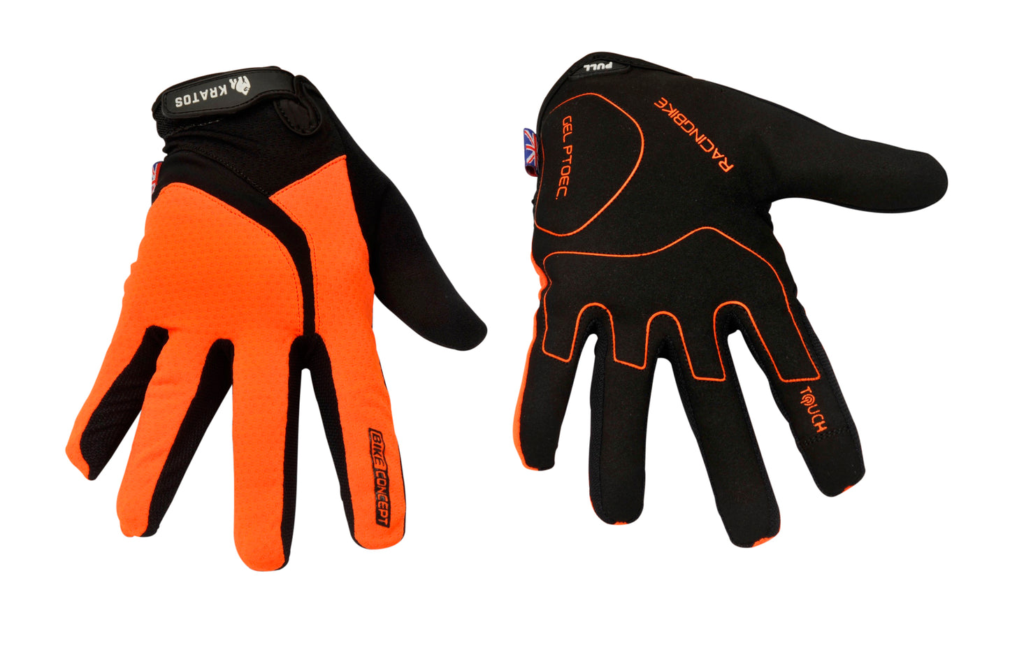 KRATOS Orange Full Finger Gloves For Women & Men | Anti-Slip | Breathable | Touchscreen - Kratoss.com