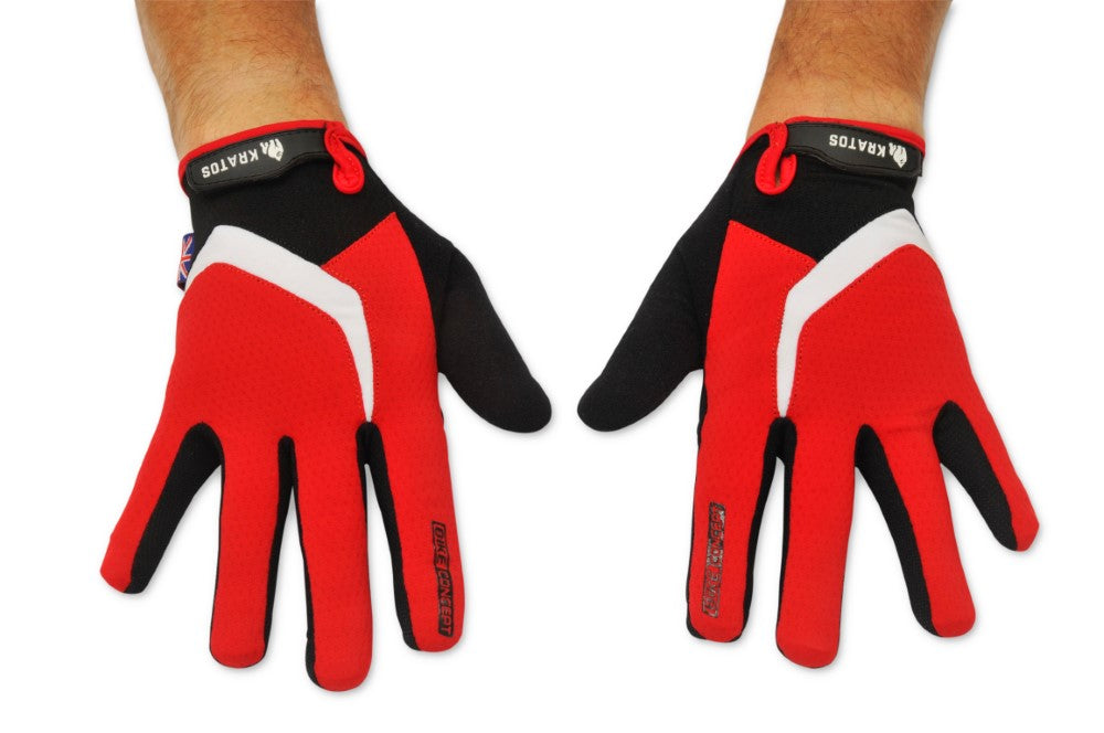 KRATOS Red Full Finger Gloves For Women & Men | Anti-Slip | Breathable | Touchscreen - Kratoss.com