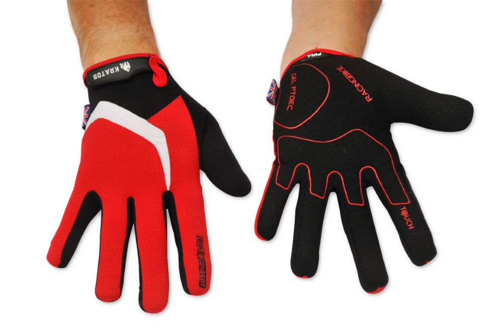 KRATOS Red Full Finger Gloves For Women & Men | Anti-Slip | Breathable | Touchscreen - Kratoss.com