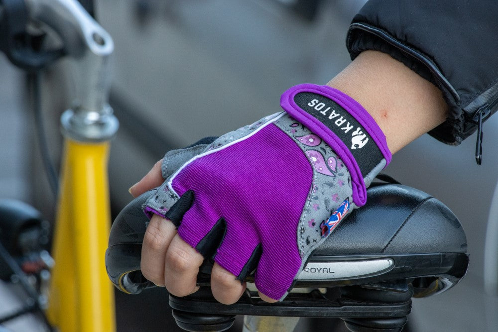 KRATOS Paisley Purple Ladies Cycle Gloves Half Fingered - Kratos Sport.com