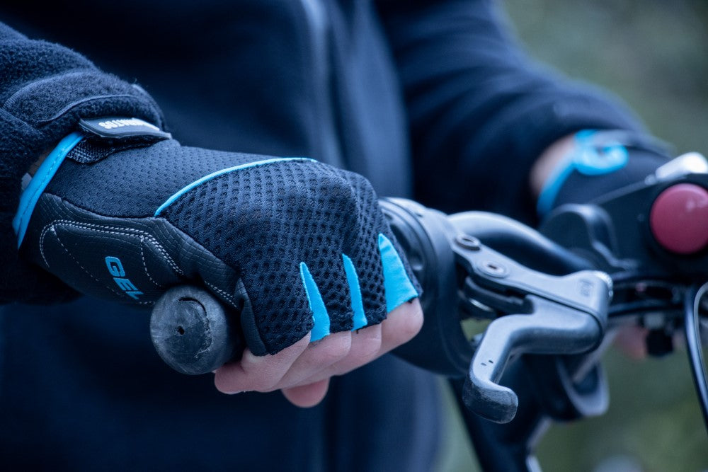 KRATOS - Blue Half Finger Workout / Cycling Gloves For Women & Men | Anti-Slip & Waterproof | Breathable Material | Half Finger Bicycle Riding Gloves | Adjustable Wrist Strap | Different Variations Available - Kratoss.com