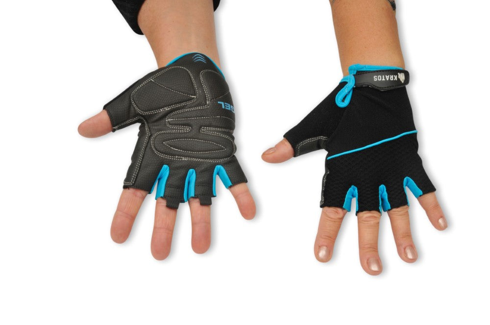 KRATOS - Blue Half Finger Workout / Cycling Gloves For Women & Men | Anti-Slip & Waterproof | Breathable Material | Half Finger Bicycle Riding Gloves | Adjustable Wrist Strap | Different Variations Available - Kratoss.com
